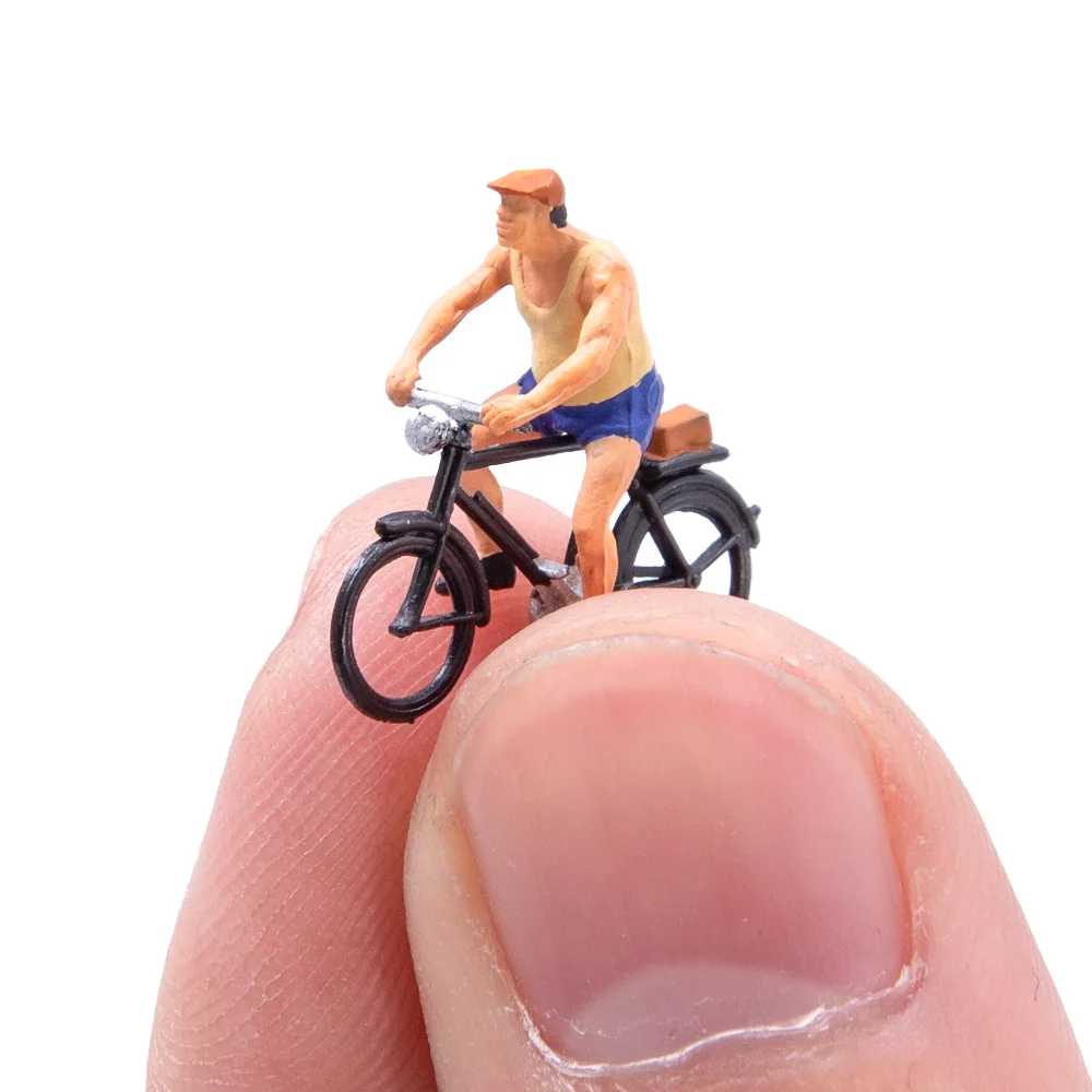 1pc/2pcs/6pcs Ho Scale 1:87 Miniature Cyclist Rider Figures Model ABS Painted People Architecture Building Layout Random Types