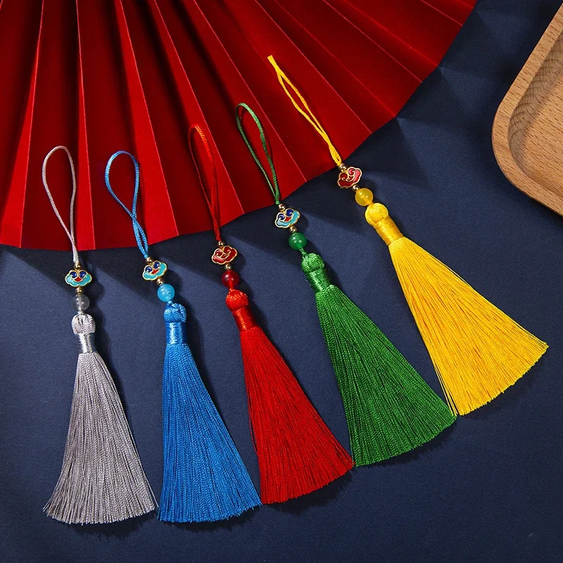 10cm Polyester Silk Tassels Auspicious Clouds Cap Fringe for DIY Crafts Bag Clothing Accessories Curtains Home Decoration