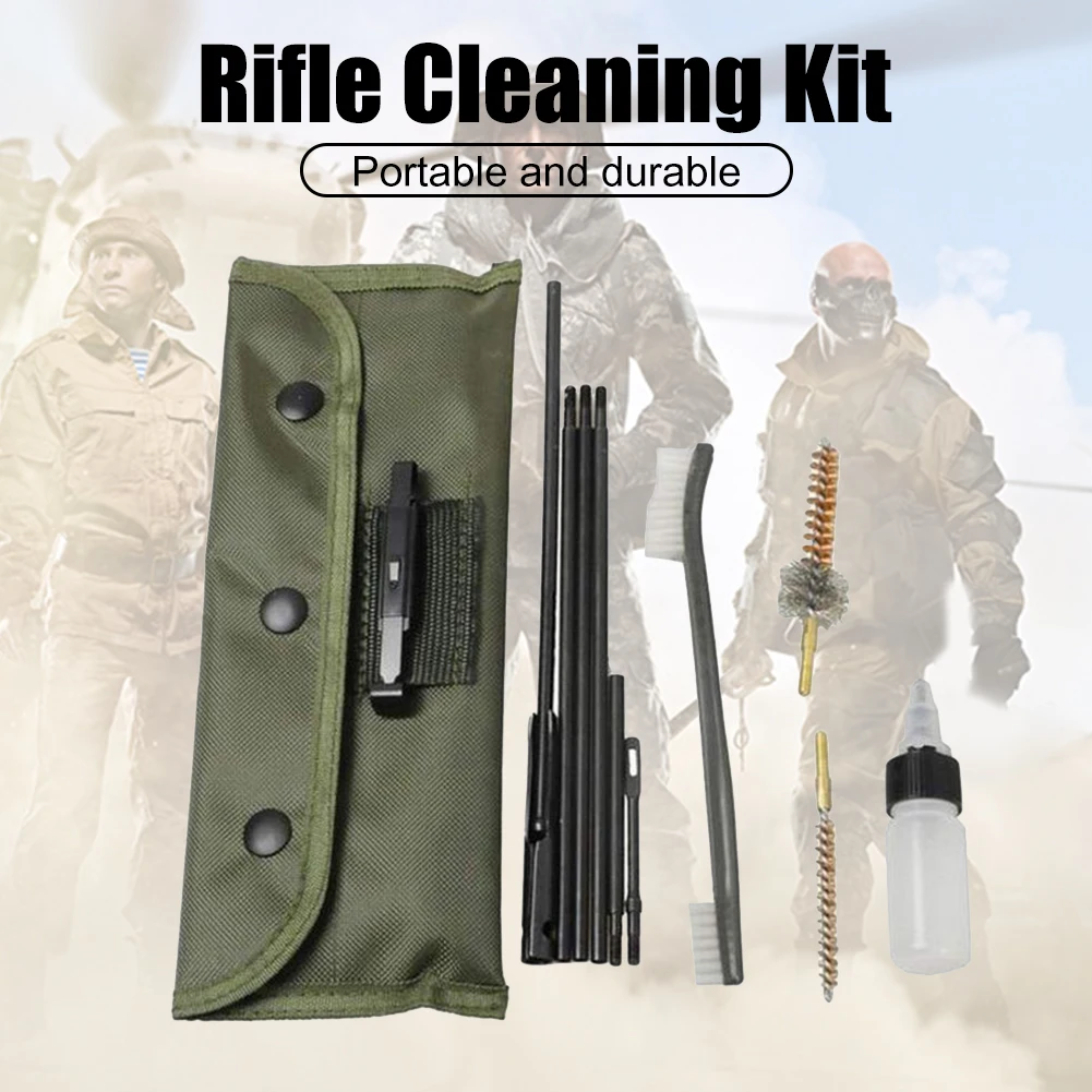 Rifle Gun Cleaning Kit 10 Piece .22cal 5.56mm Cleaning Brush Rod Nylon Pouch Airsoft Shotgun Pistol Cleaner for 223 22LR Hunting