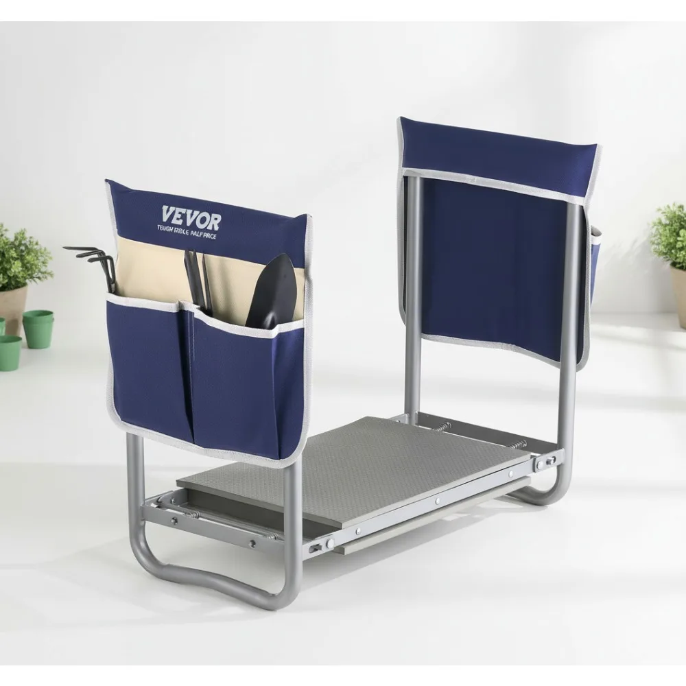 

Heavy Duty Folding Garden Kneeler Seat with EVA Pad & Tool Bags - Knee Pain Relief for Seniors & Gardeners