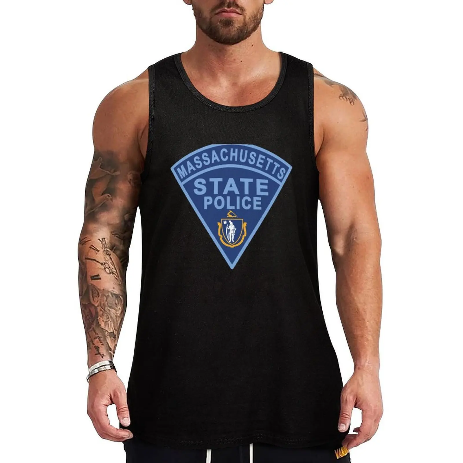 

Massachusetts State Police Patch Tank Top Men's summer clothes 2025 summer clothes man 2025 sexy clothes men Gym t-shirt man