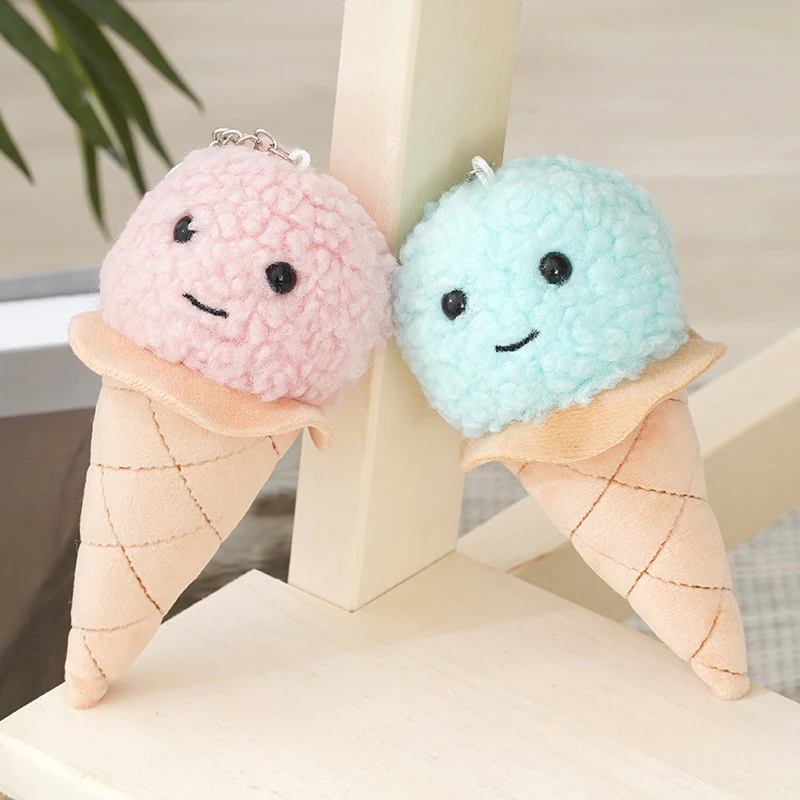 1Ps Fashion creative cute ice cream plush toy ice cream cone pendant ice cream key chain doll bag hanging ornaments