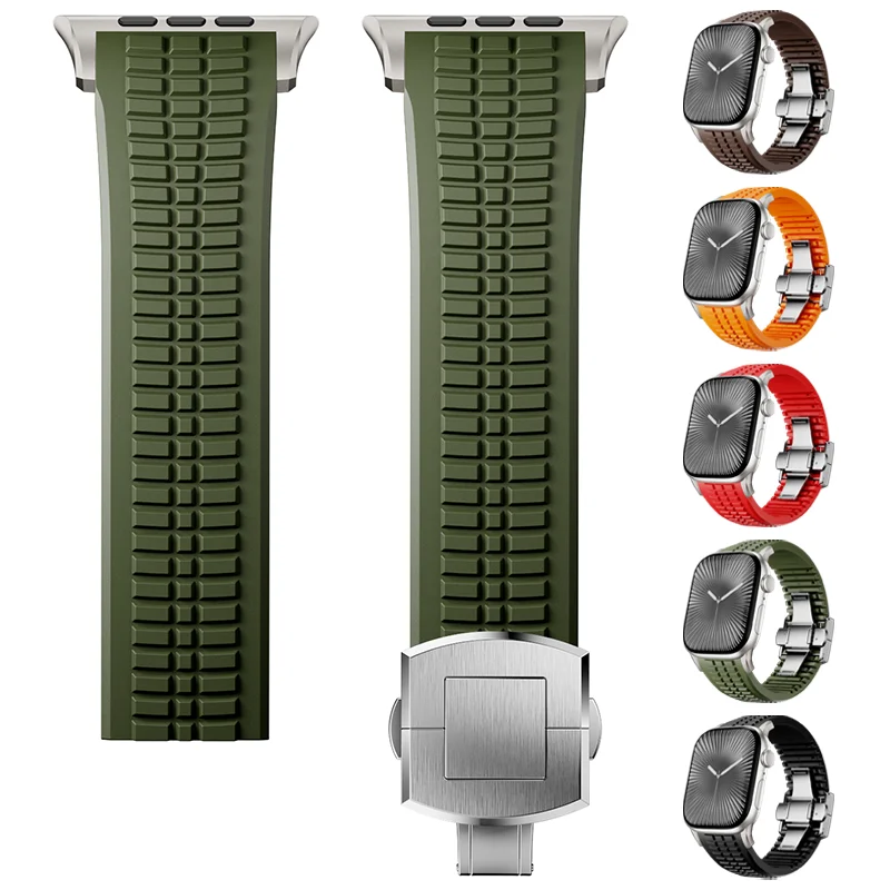 

Silicone Sports Strap for Apple Watch Ultra 2/1 49mm Series 10 9 8 7 46mm 45mm 44mm Rubber Band for IWatch 6 5 4 3 42mm Bracelet