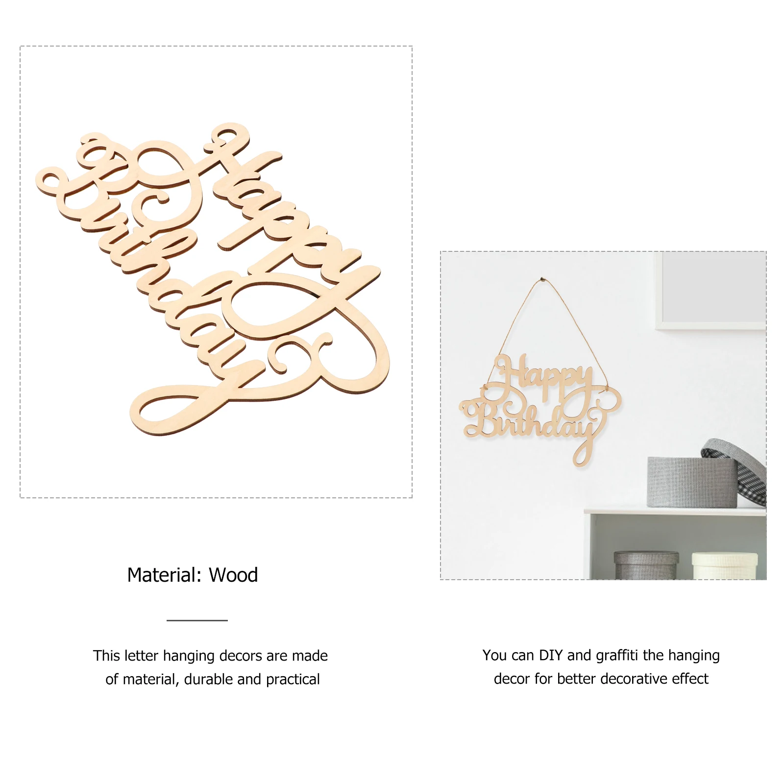 

Letter Pendant Hanging Wooden Plaque Decoration Home Wall Family Sign Round Beige Office