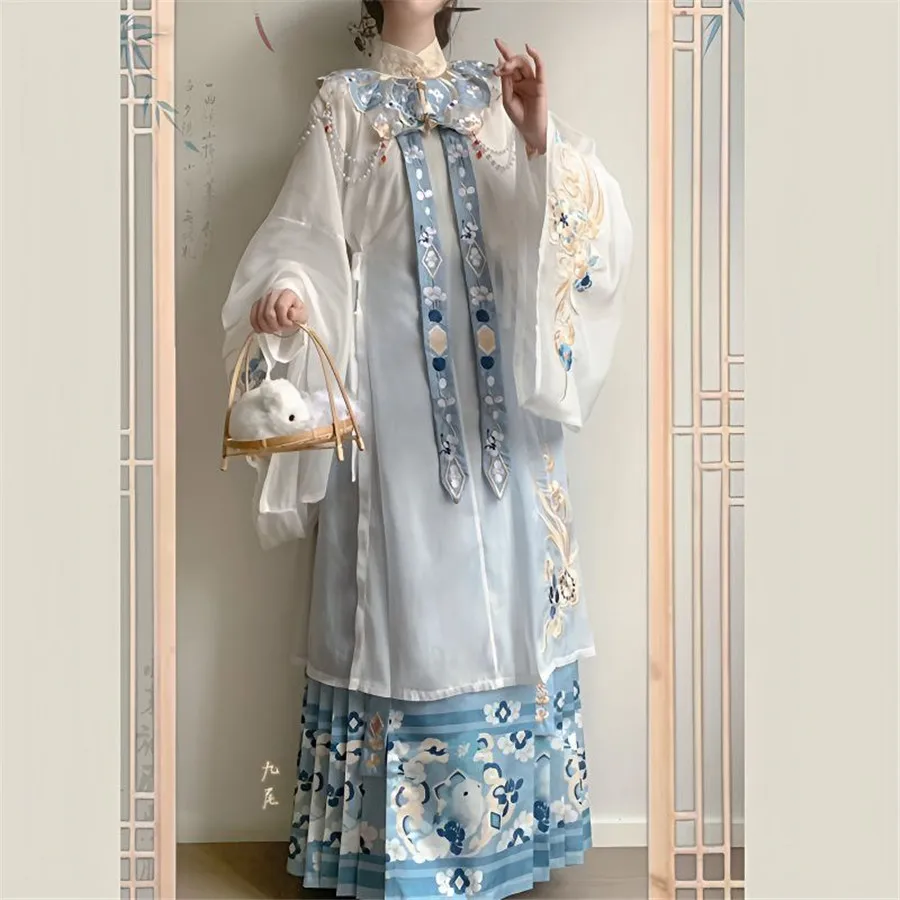 

Hanfu Female Ming Stand-up Collar Jupiler Cloud Shoulder Horse-face Skirt Suit Cos Cosplay Chinese Traditional Dress