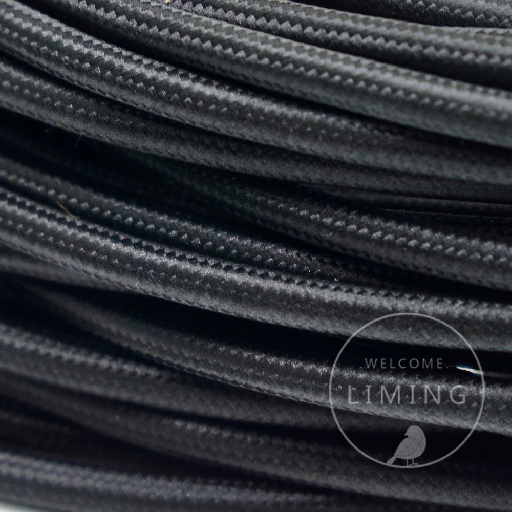 8M 2*0.75 Edison Textile Cable Fabric Wire Chandelier Pendant Lamp Wires Braided Cloth Electrical Cable Vintage Lamp Cord BLACK 2