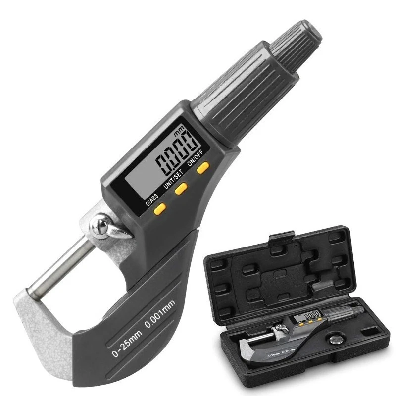 

Digital Micrometer 0.00005"/0.001mm Resolution Professional Inch/Metric Thickness Gauge Electronic Precision Measuring Tool