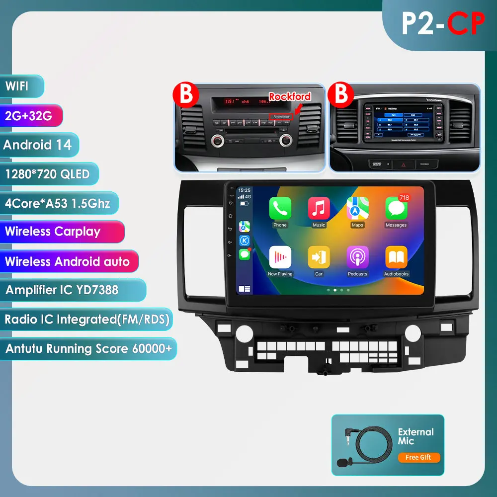 Hizpo Auto Intelligent Systemen Carplay Android Autoradio voor Mitsubishi Lancer 2007-2012 Multimedia Video Speler WIFI 8Core 6115