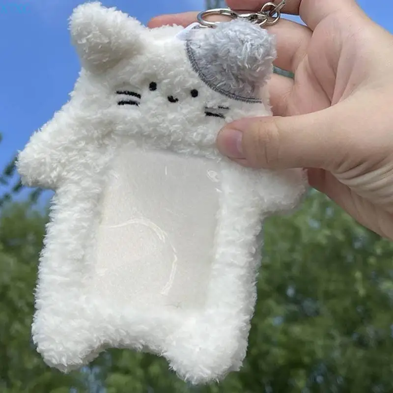 

X7XC Cartoon Bear Card Cover Rabbit Credit Card Case Protective Sleeve with Keychains