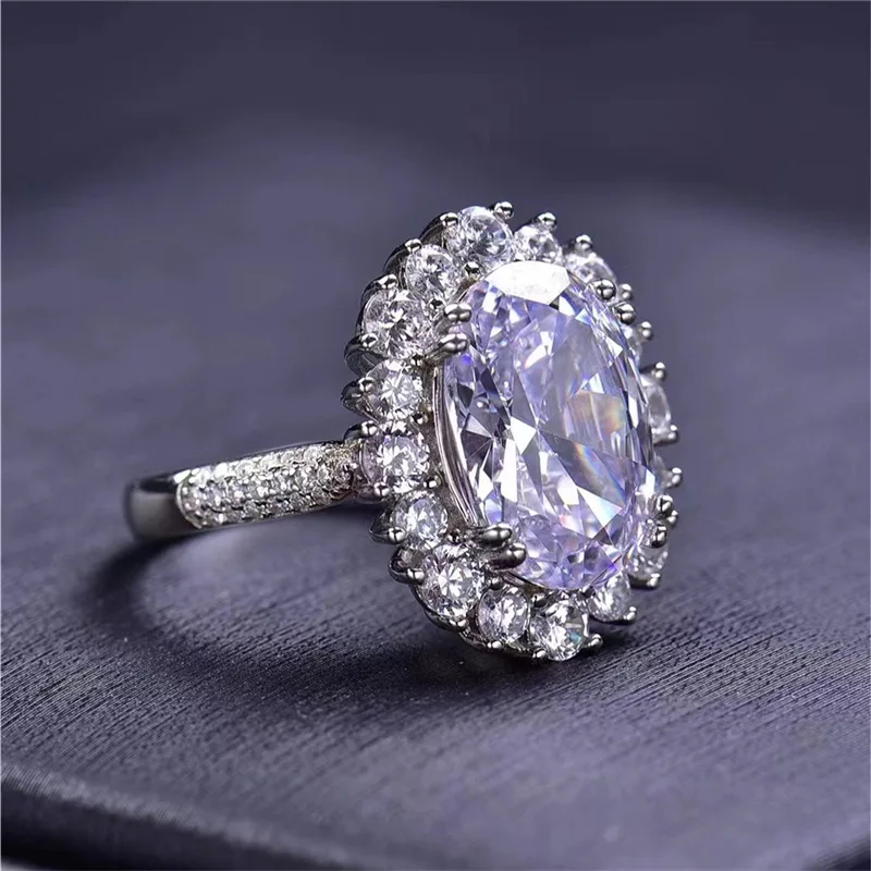 Daily Moissanite PT950 Platinum 8Carat Oval Luxury Ring for Women,comfortable and versatile jewelry for daily casual collocation