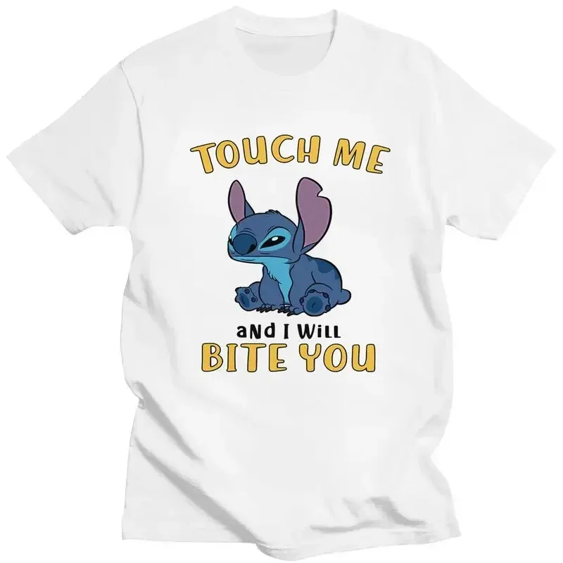 T-Shirts Touch Me IWill Bite You T Shirt Men Cotton Tshirt Casual Tees Short Sleeve Stitch Anime T-shirt Slim Fit Clothing Merch