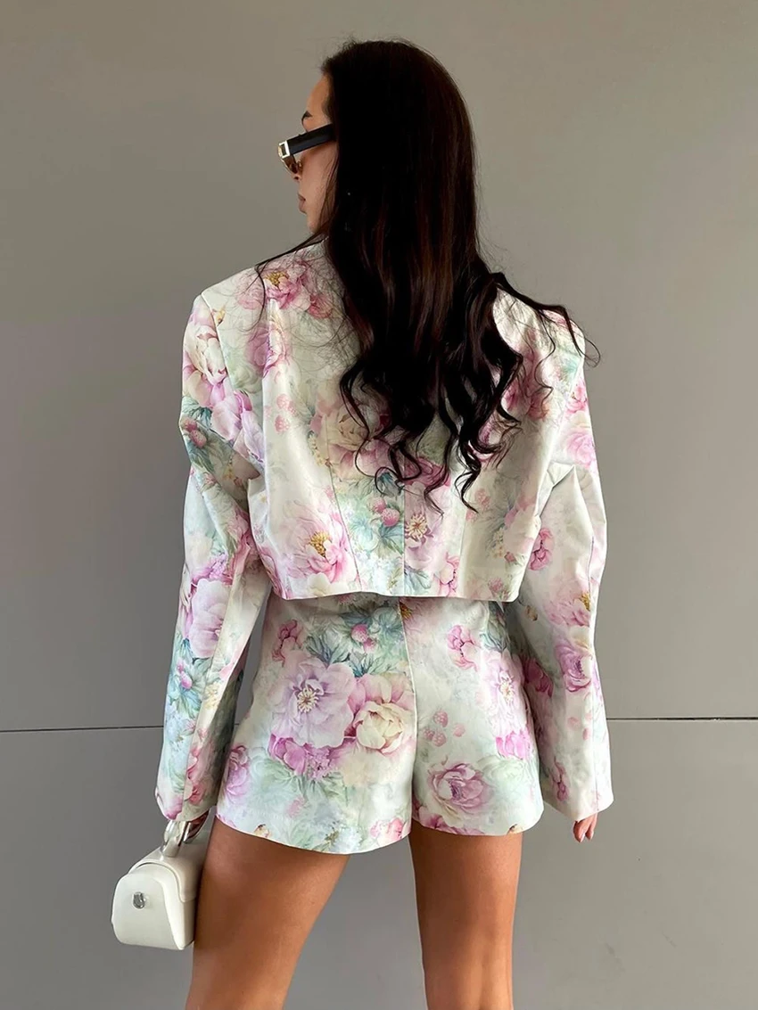 Marthaqiqi Printing Women Pajamas Suit Sexy Turn-Down Collar Sleepwear Long Sleeve Nightgowns Short Skirt Fashion Nightwear Sets