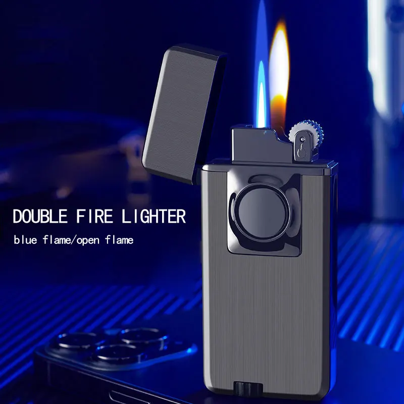 NEW Double Fire Two Way Metal Jet And Normal  Switch Flame Torch Cigar Lighter Creative Personality Men Gift