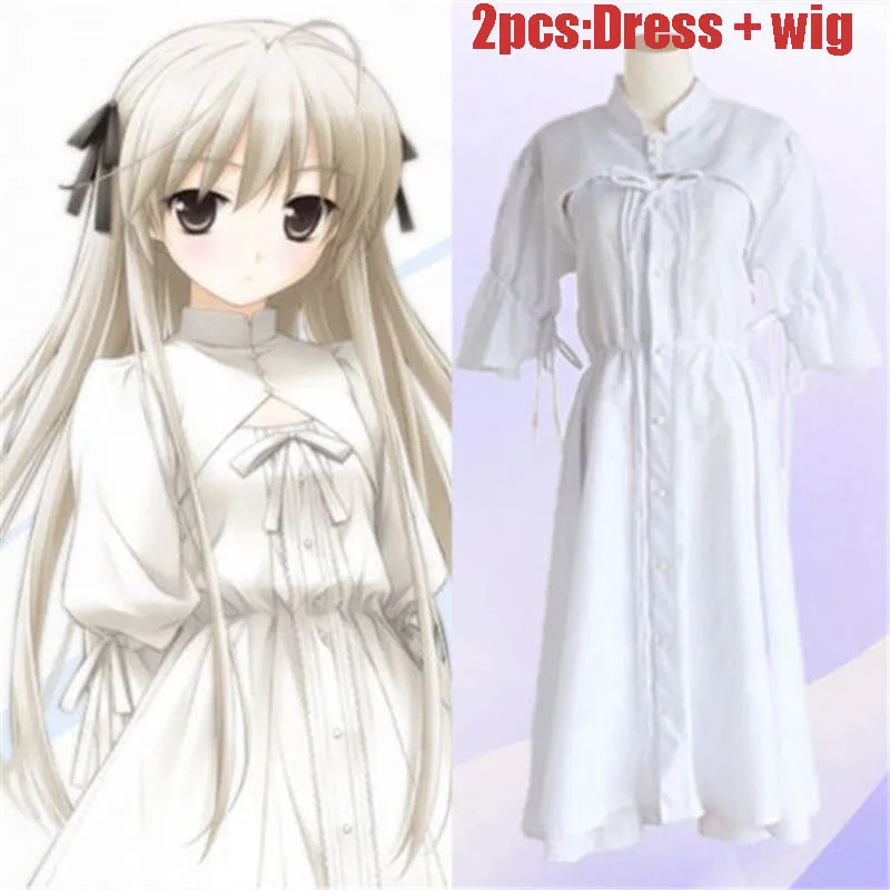 

2pcs/Set Adult Sora Kasugano Dress Anime Yosuga no Sora In Solitude Halloween Cosplay Costumes Women Lolita White Party Dresses