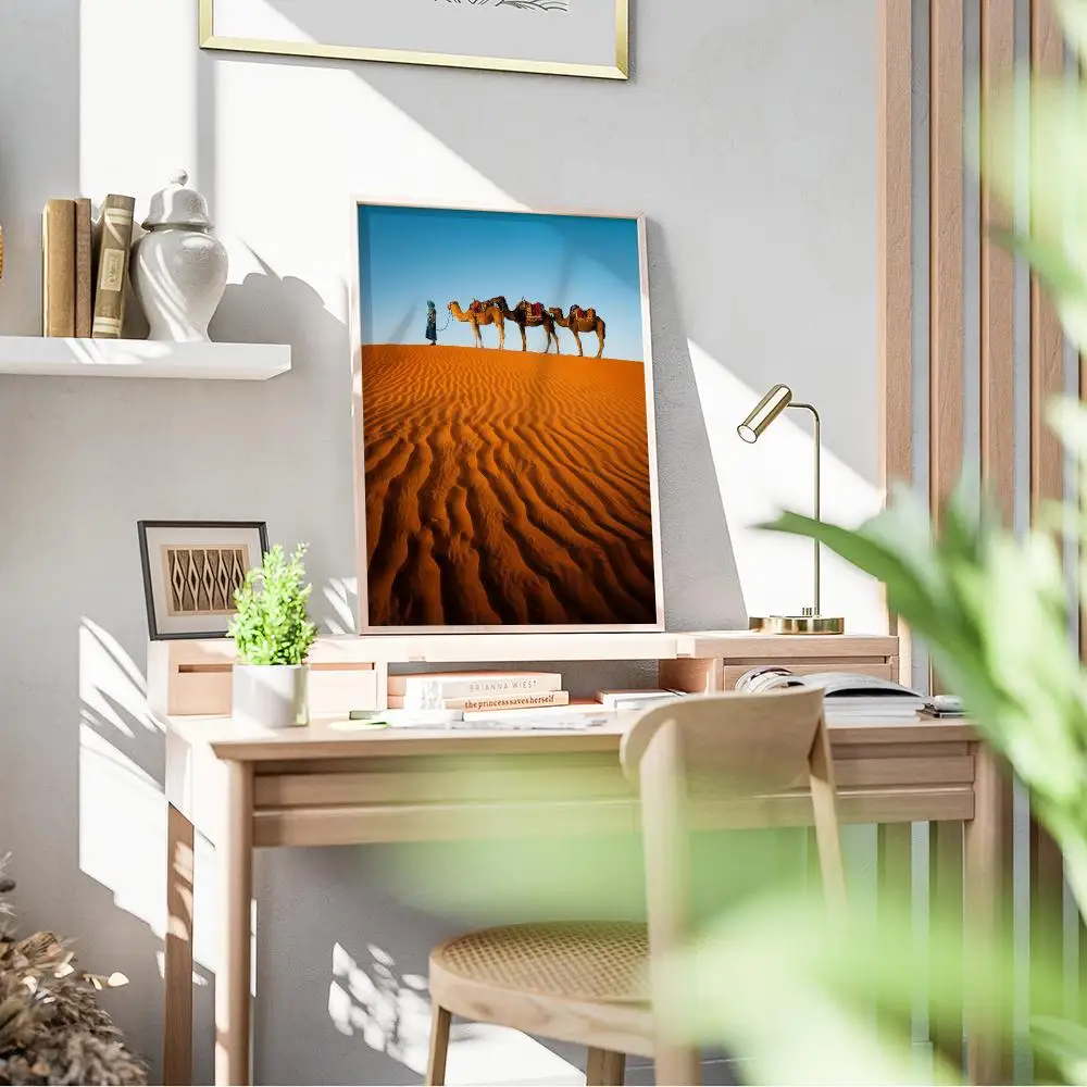 Camel Desert Posters Nordic Morocco Blue Door Poster Music Album Cover For Room Canvas Painting Print Art Home Wall Decor Pictur