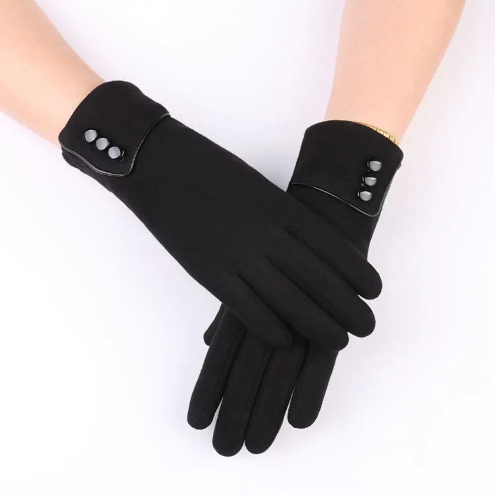 

Touch Screen Simple Velvet Gloves Korean Style Warm Full Finger Mittens Five Finger Cycling Gloves Cycling Driving Gloves Winter