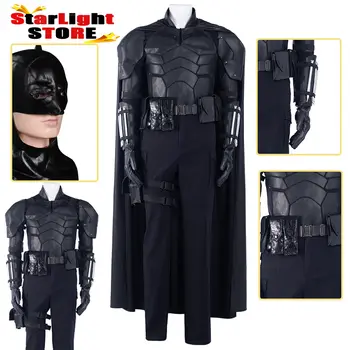 Bruce Springsteen-Cosplay-Fantasia-Kostüm, schwarzes Superhelden-Kostüm für Herren, Rollenspiel-Kampfuniform, Maske, Helm, Handschuhe, Gürteltasche, Halloween 10 best sales Batman Fantasia - №4