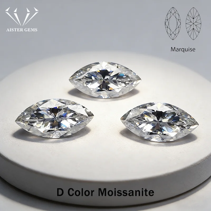 

D Цвет Муассанит Камень Огранка Маркиза 0,5-5,0 карата VVS1 Сертифицированный GRA Муассанит Драгоценные камни Пройти тестер бриллиантов с сертификатом