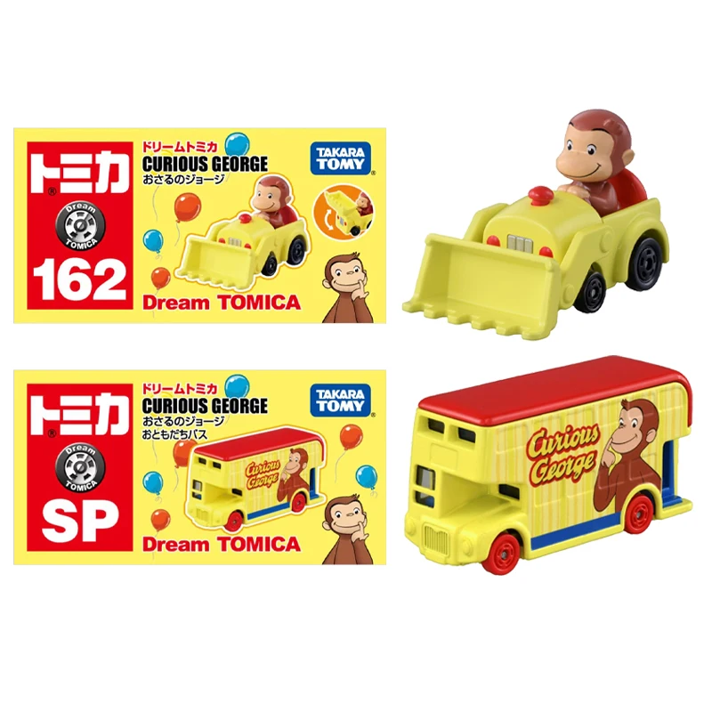 Takara Tomy Tomica Dream Tomica SP Curious George Friends Bus Bulldozers Мини-металлическая модель автомобиля игрушки детские подарки на день рождения