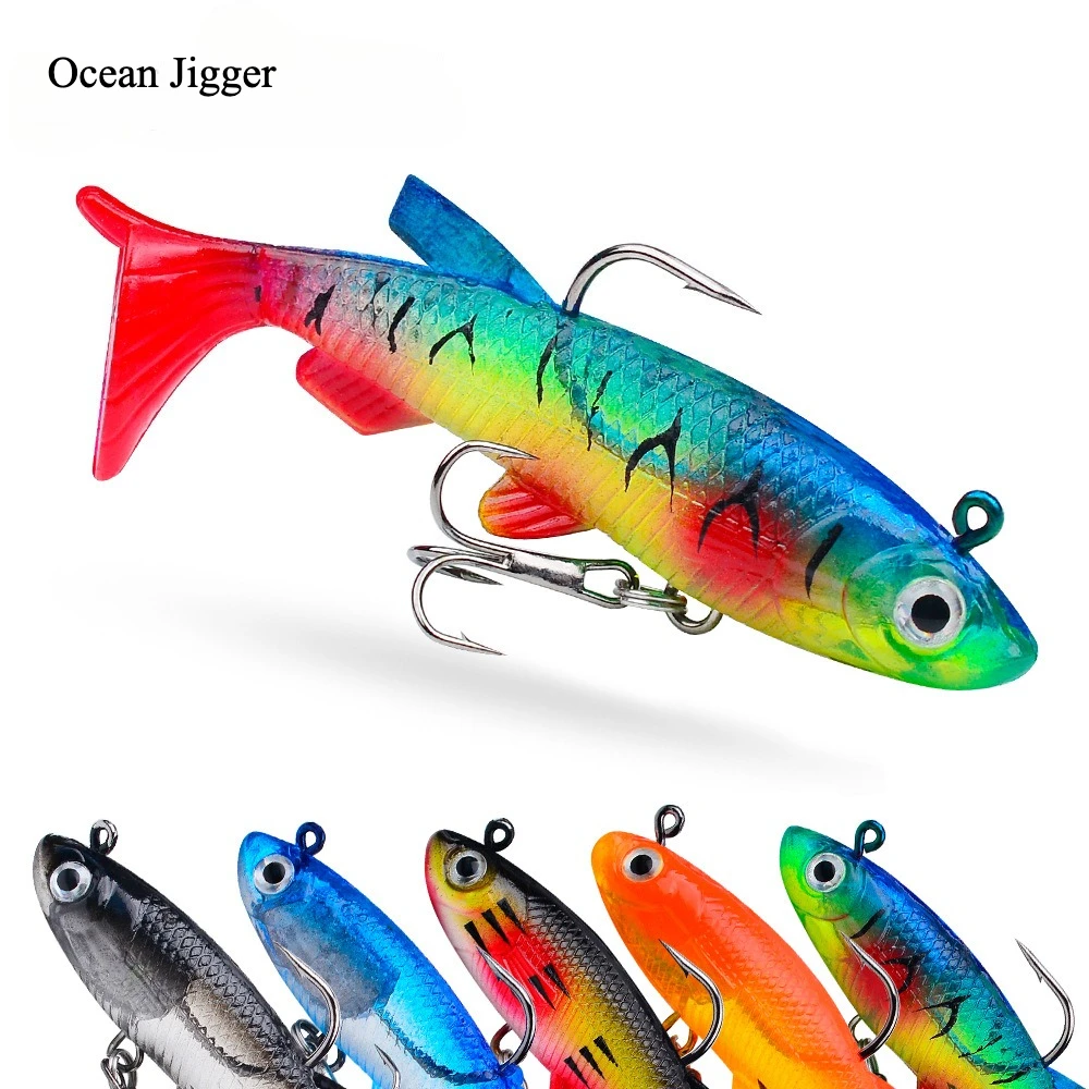 

5pcs 7.5cm 13.5g Glow Soft Swimbait Paddle Tail Jig Head Fishing Lure for Sea Bass Mackerel Snapper Inshore Jigging