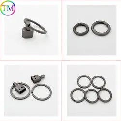 19mm Matte Gun Black Metal Key O Rings Spring Clasps Buckle Connectors Openable Round Carabiner For Diy Handbags Strap Keychain