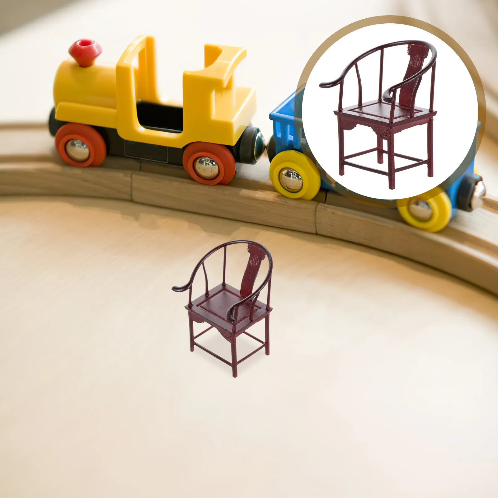 1:25 Scale Miniature Chinese Circle Chair Authentic Oriental Design ABS Resistant Deformation Sand Tray Prop Mini Home Decor