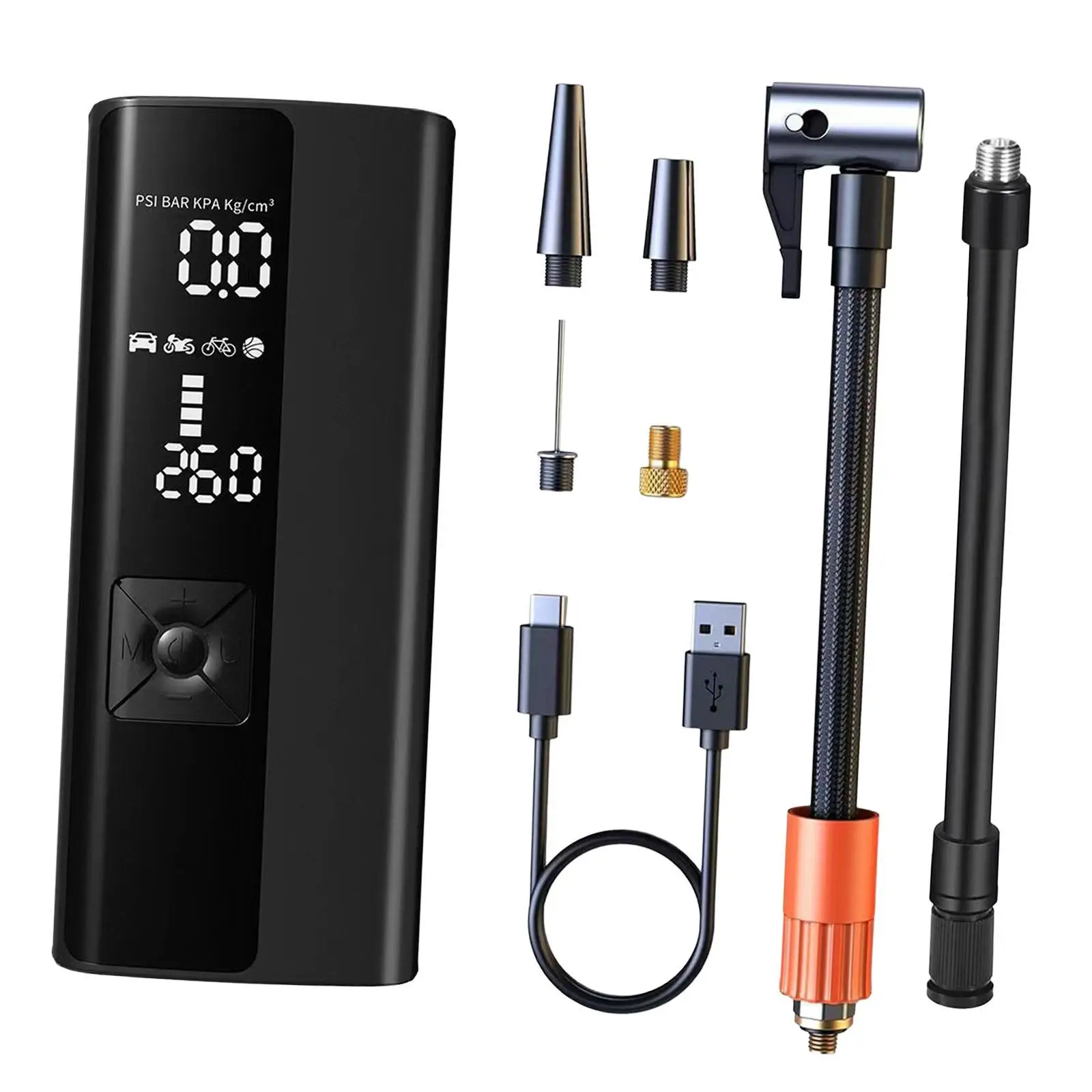 Multifunctional Cordless Air Compressor Fast Handheld Tire Inflator with Digital Gauge for Vehicle Bikes Basketball Inflatable