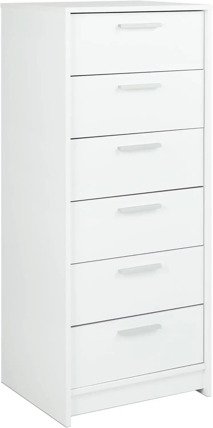 Prepac Studio Essentials Dresser, Tall White Dresser For Bedroom, Chest Of Drawers With 6 Drawers 18