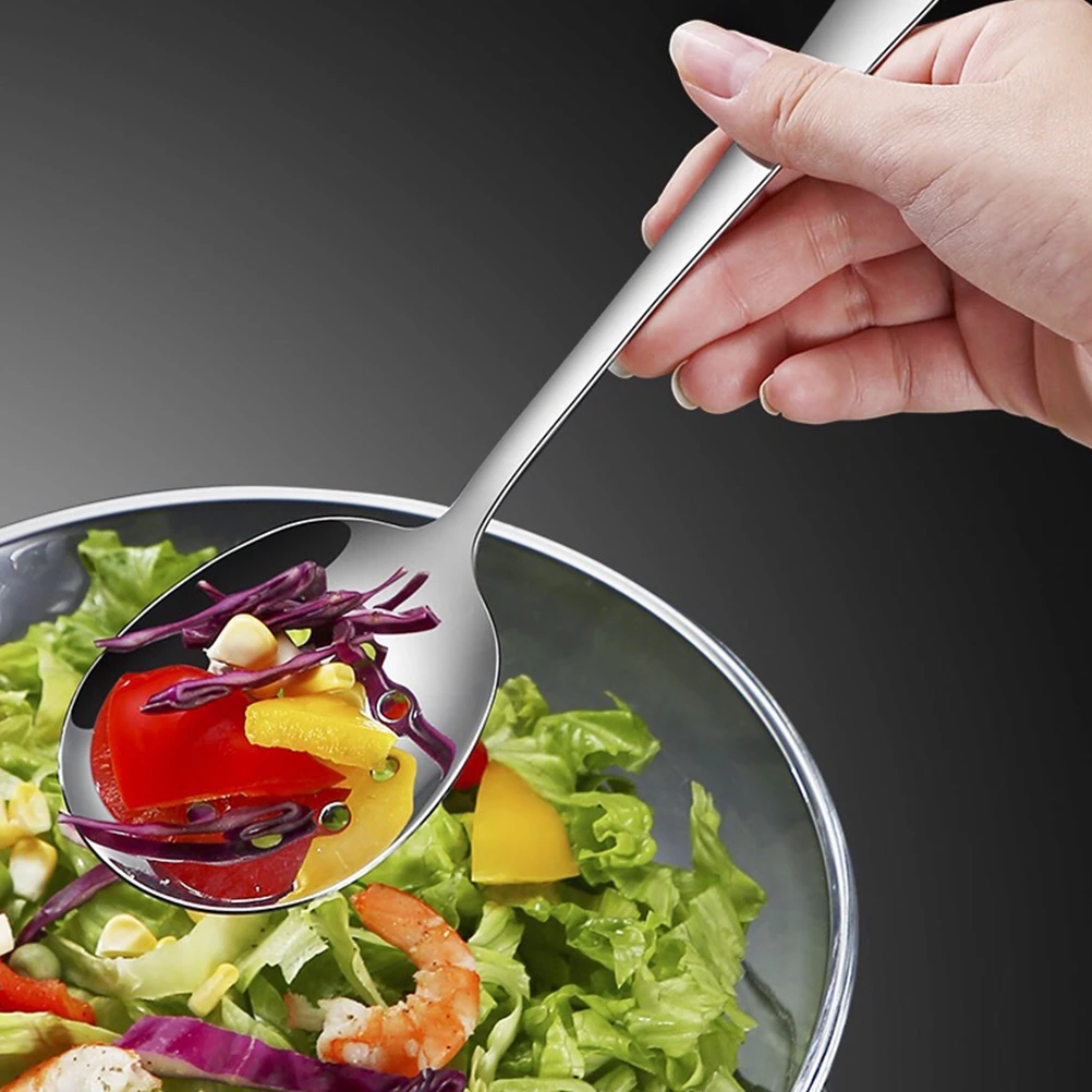 

2pcs Stainless Steel Slotted Spoon Multi-Functional Filtering Ladle Kitchen Draining Colander Easy-Clean for Home Hotel