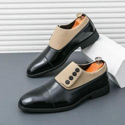 High End Brand Men's Leather Casual Shoes Office Men's Business Shoes Luxurious Banquet Pointed Toe Shoes for Wedding Brown