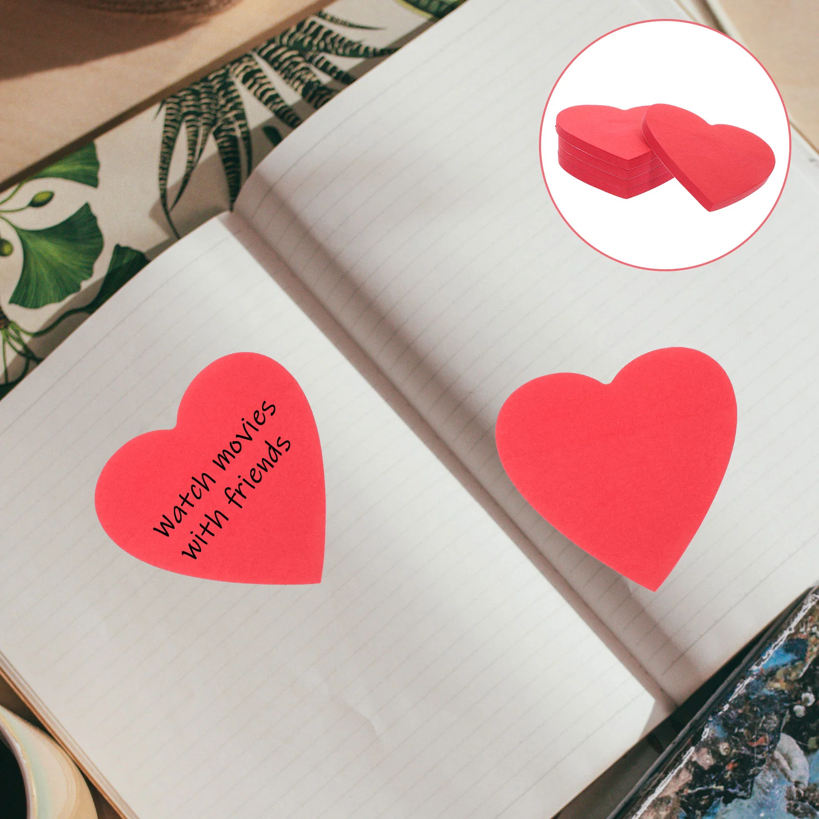 

5 Books Red Love Note Memo Stickers Self-adhesive Heart Shaped Paper Clips Pads Scrapbook Accessories Mother