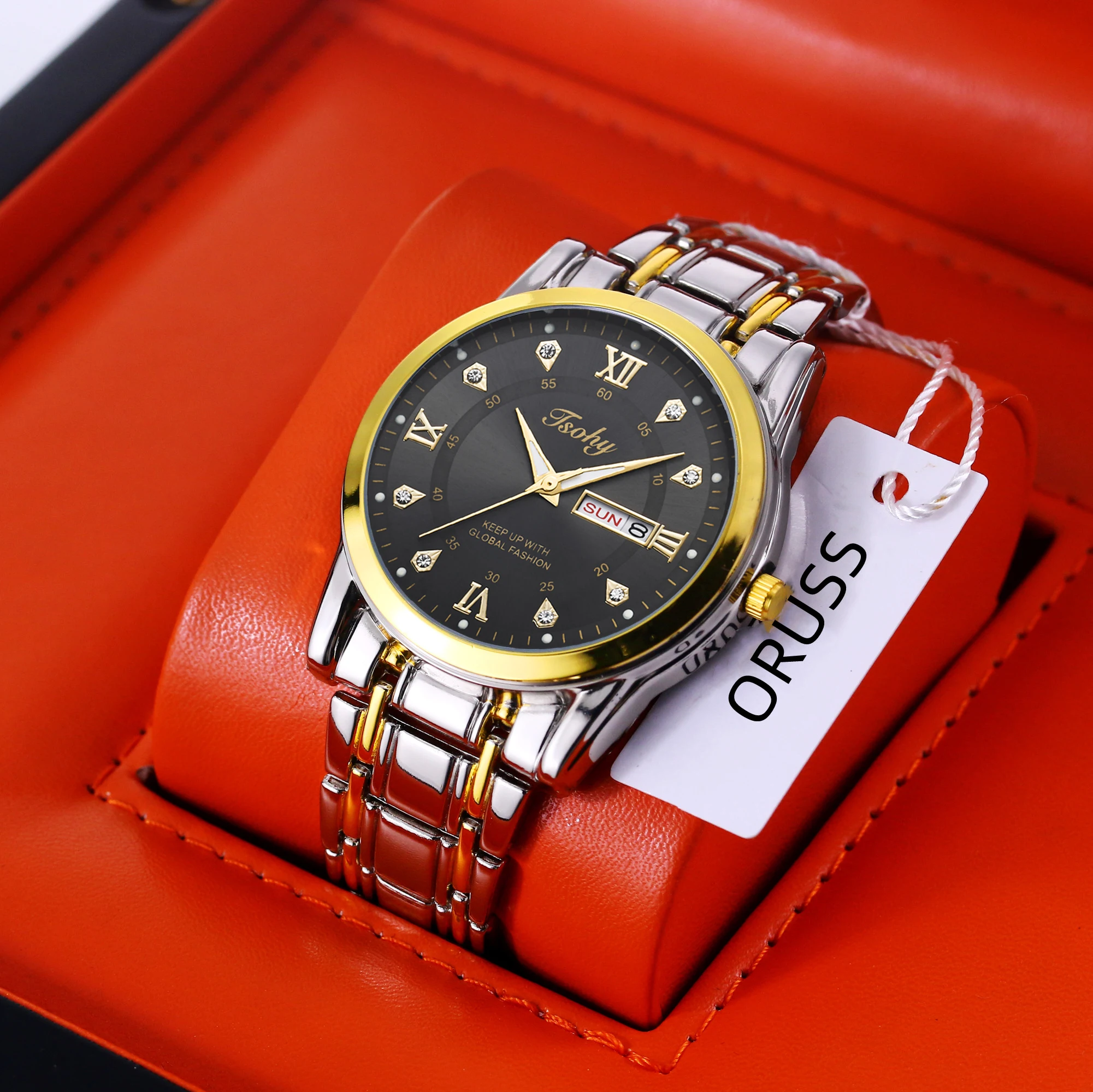 High-end atmosphere high-grade men's watch personality fashion trend classic double calendar durable handsome steel strap watch