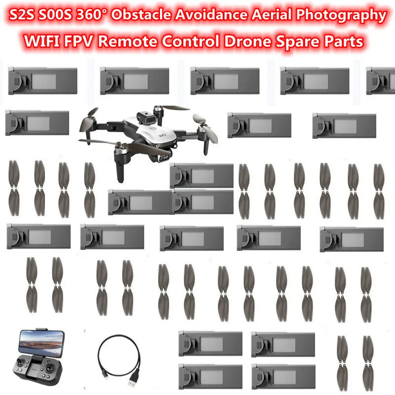 S2S S00S WIFI FPV Obstacle Avoidance Aerial Remote Control RC Drone Quadcopter Spare Parts 3.7V 2000MAH Battery/Propeller/USB