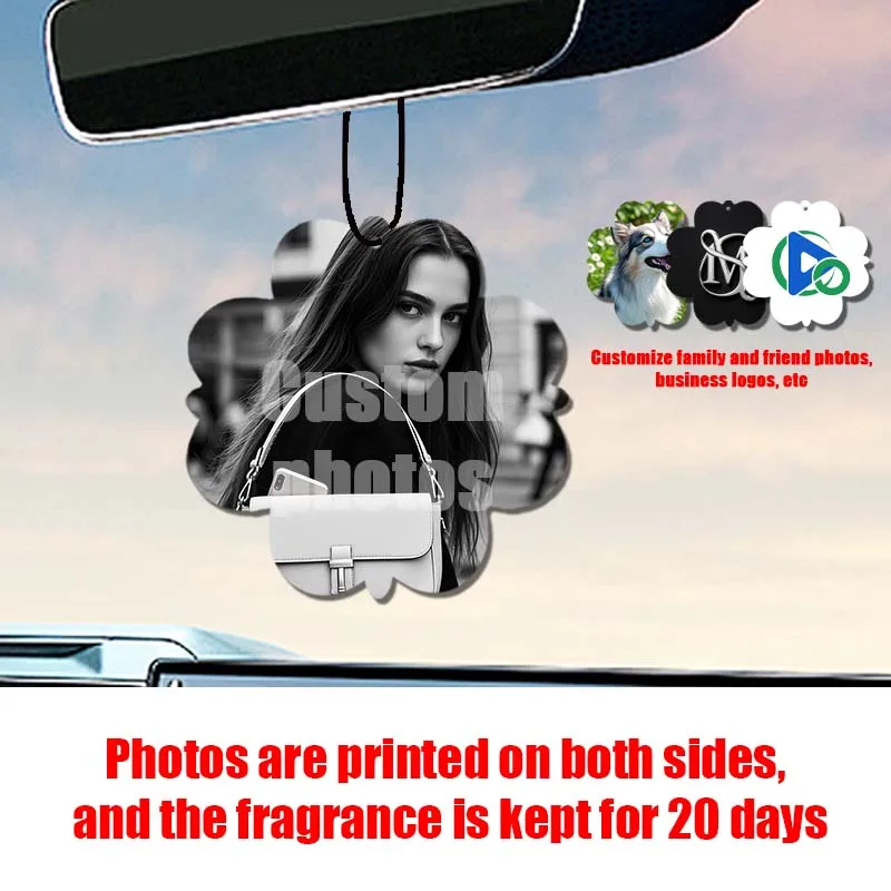 

Customized photo clover shaped car air freshener, paper fragrance film car fragrance pendant, long-lasting fragrance retention