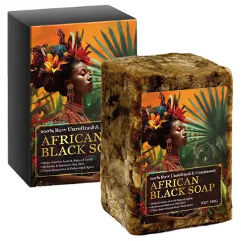Jabón negro africano, limpieza profunda, exfoliante, hidratante Facial, suavizante de la piel, jabón corporal, jabón nutritivo y revitalizante