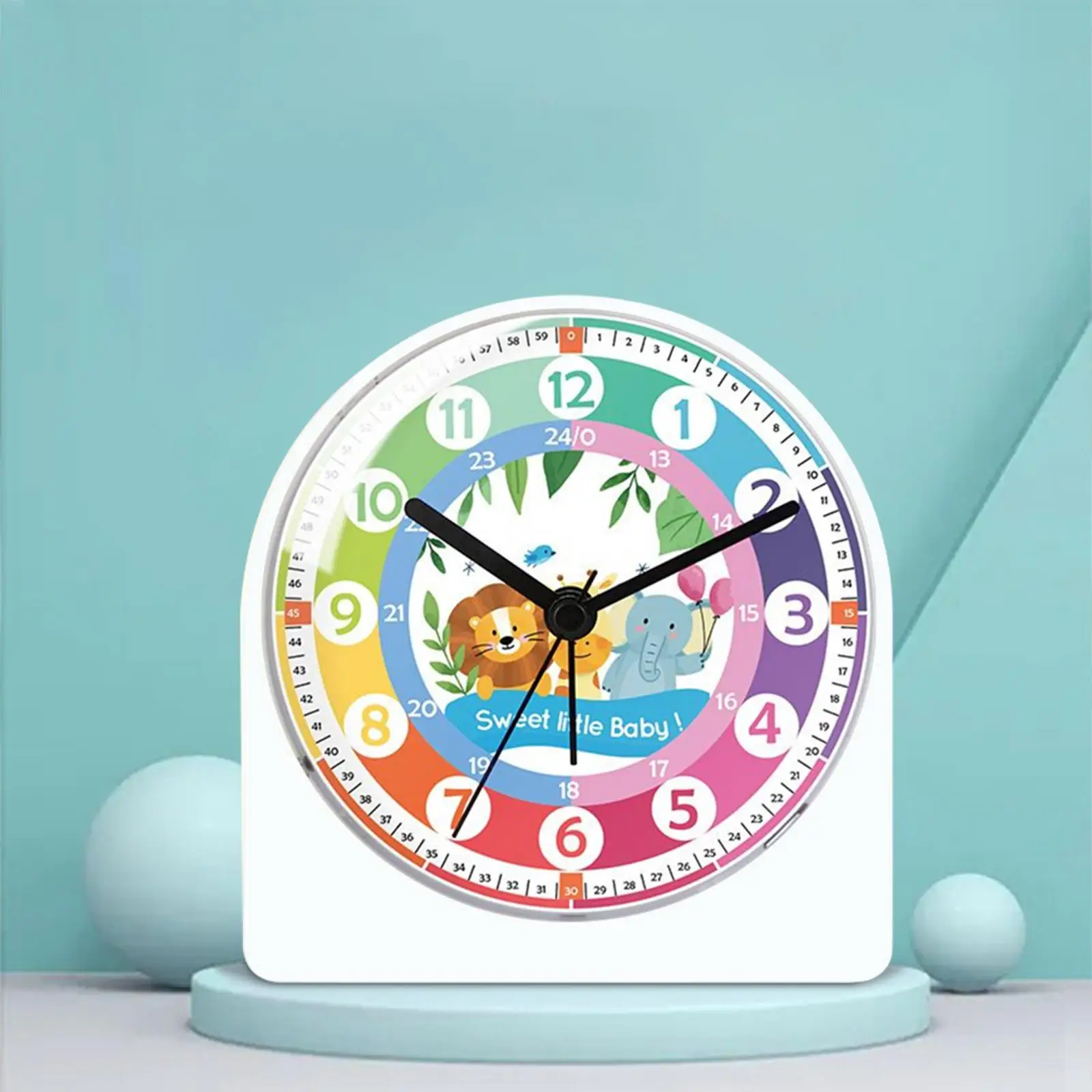 Cartoon Analog Alarm Clock Night Light ,Battery Operated Mute Table Clocks Telling Time Teaching Clock for Living Room Home Kids