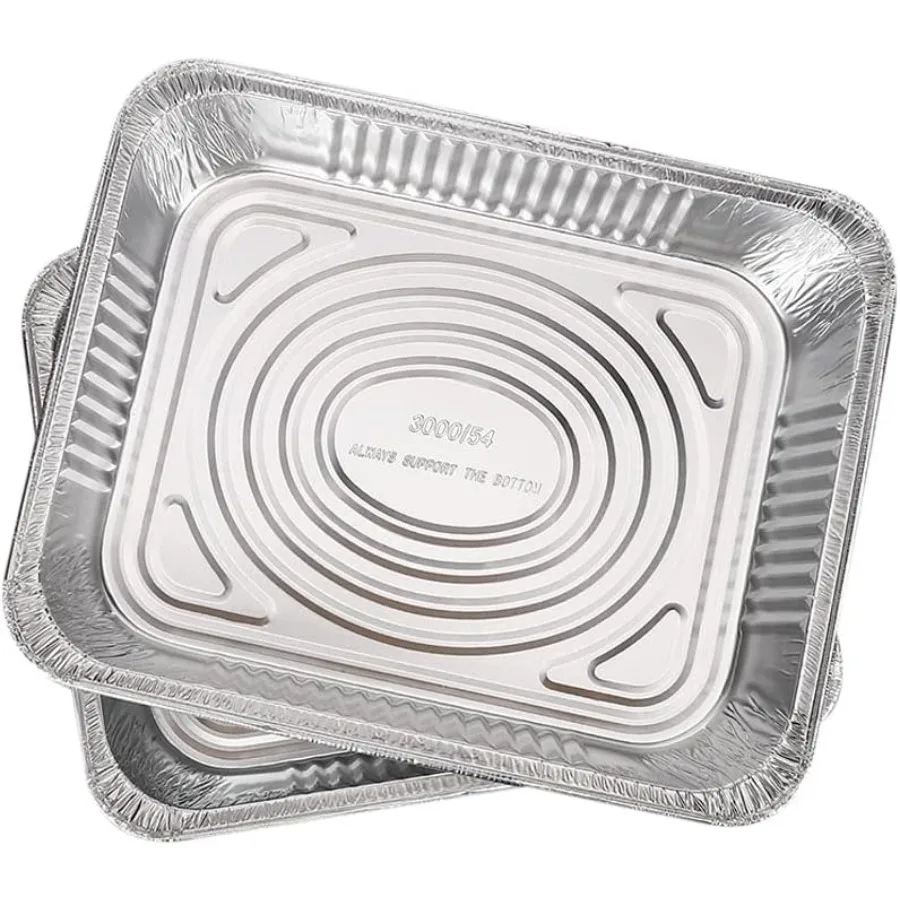 

Aluminum Pans Trays 100 Pack 9"x13" Disposable Baking Takeout Containers Without Lids Recyclable Pans for Cooking Storing Servi