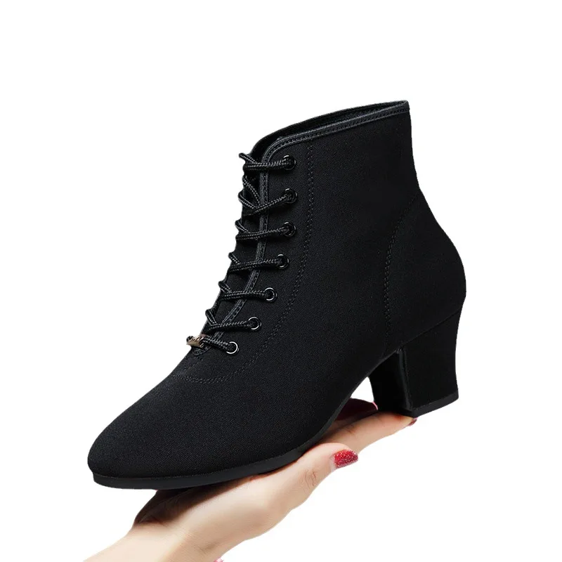 Women Oxford Cloth Ballroom Latin Dance Shoes Jazz Modern Dance Shoes Lace Up Dancing Boots Sports Dancing Sneakers