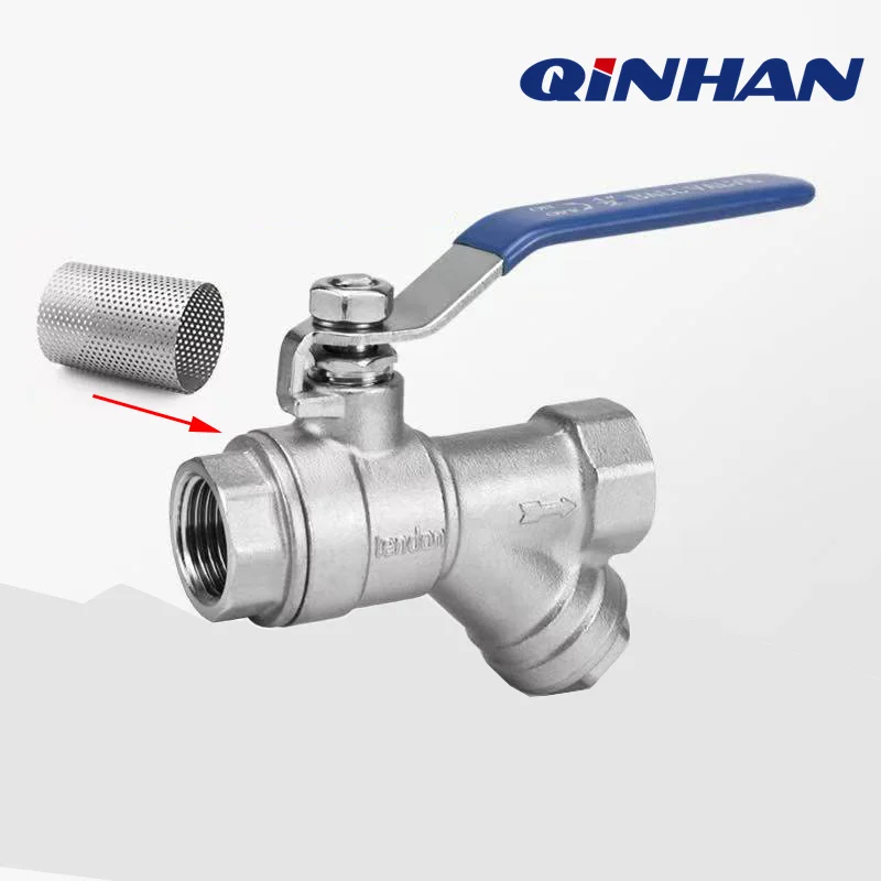 

SUS304 Y-Shape Filter with Ball Valve Threaded Filter with Valve Switch Direct Water Air Conditioning Filter Ball V