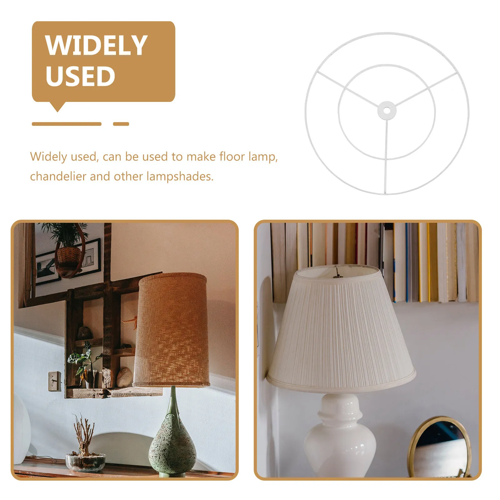 Water Crystal Lamp Frame 25Cm Double Layer Lampshade Ring for Pendant Light Chandelier DIY Shade Holder Metal Wire Cage Guard