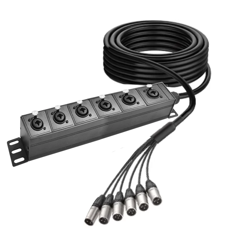Multi-channel Stage Performance Cable Box 6 Way XLR 6.35 Female Audio Line XLR Gold Plated Male Plug