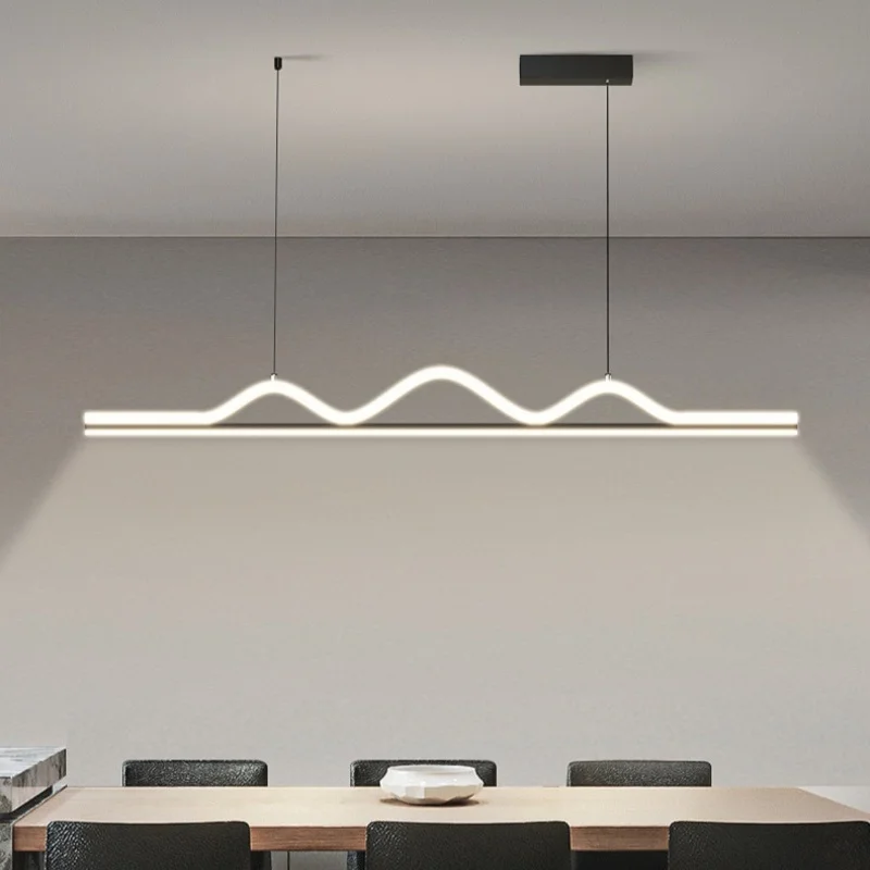 Light luxury pendant lamp modern minimalist dining room dining table bar European long wave bar counter art lighting fixtures