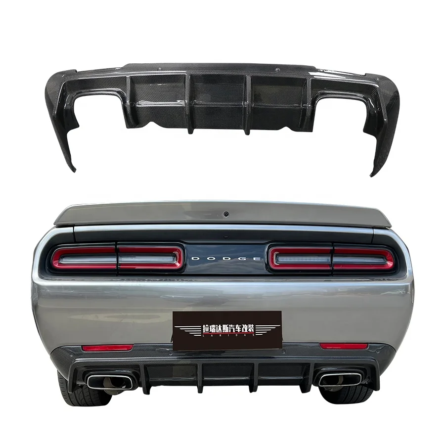

НОВЫЙ 2015-2023 для Dodge Challenger, задний диффузор из углеродного волокна с выходами для выхлопных газов, новый задний сплиттер для губ, комплект аксессуаров