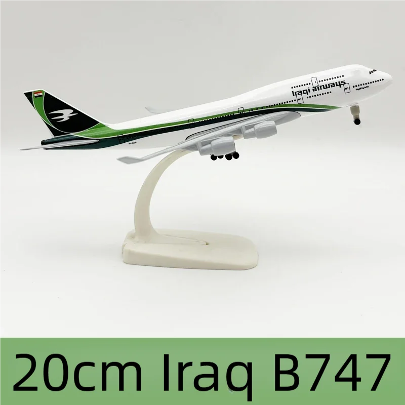20cm Plane Model B747 Iraq Airways 1/300 Scale Aircraft Metal Diecast Airplanes With Stand Aviation Souvenir Miniature Display