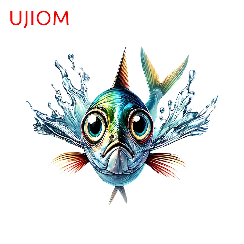 UJIOM Vivid Small Fish Cool Wall Stickers Cool Fishing Toolbox Outdoor Place Decals Personal Light Switch Air Conditioner Decor