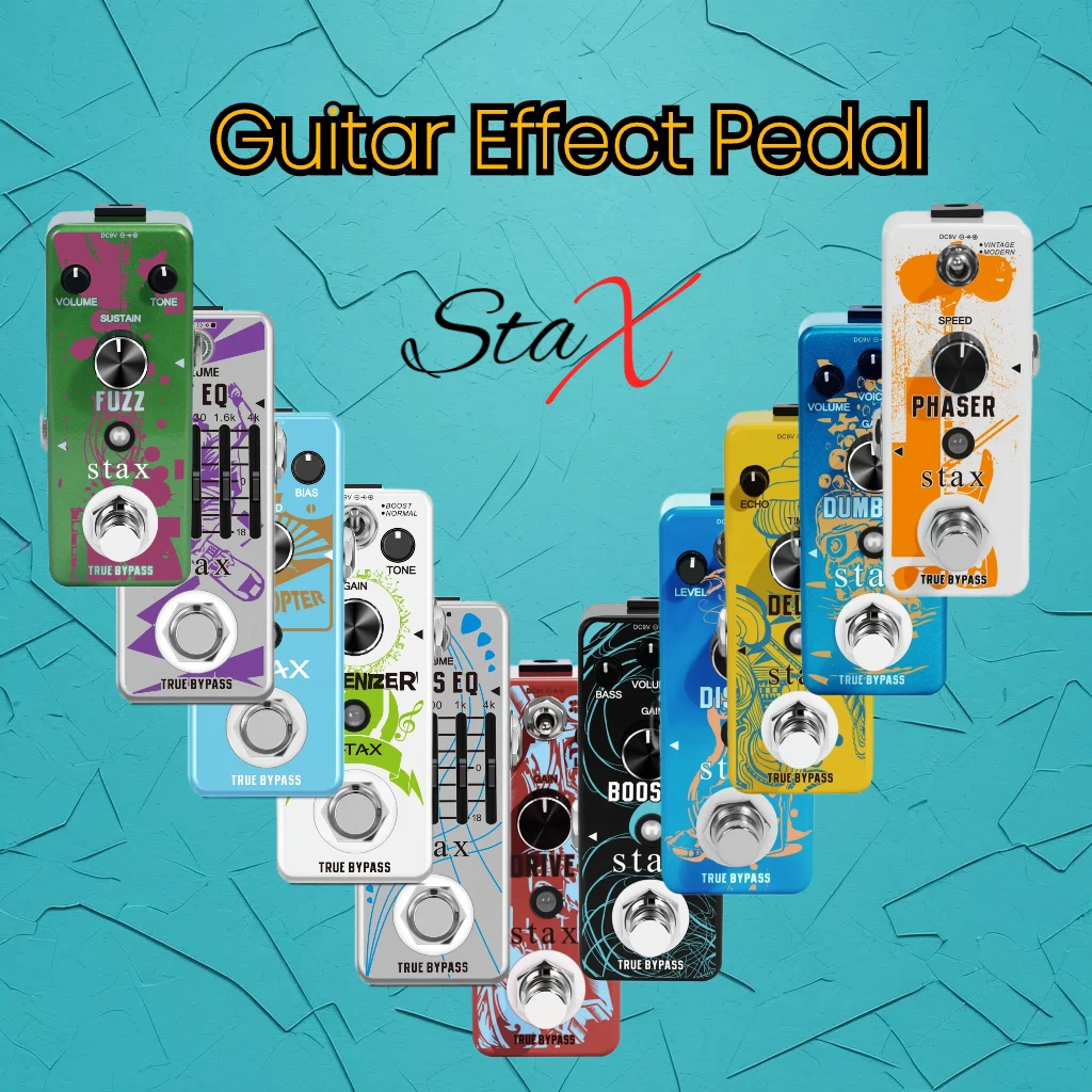 Stax Guitar Effects Pedals Fuzz DIST Overdrive Harmonizer Noise Gate Dumble Flanger Delay Booster Phaser Effeector Power Supply