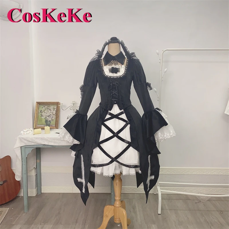 CosKeKe [Personalizzato] Mercury Lampe Cosplay Anime Rozen Maiden Costume Gorgrous Elegante Abito Formale Nero Gioco di Ruolo Abbigliamento