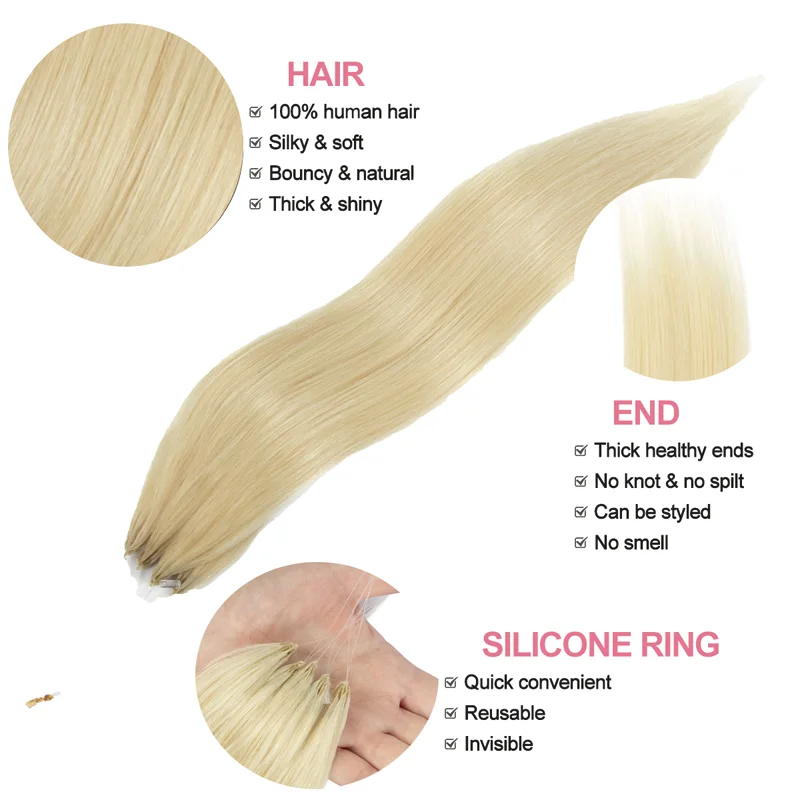 3rd Gen Micro Beads Feather Hair Extensions High Quality 12 16 20 Inch Real Human Hair Natural Straight Pure Colors Salon Daily