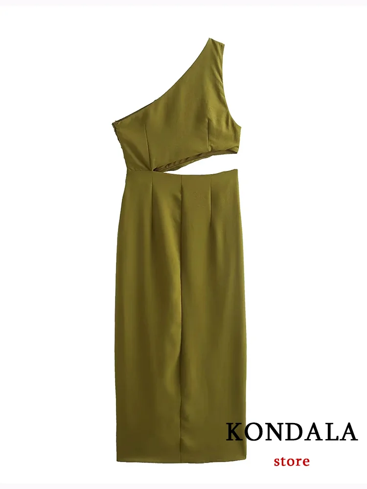 KONDALA Vintage Chic Women Dress Beach Style Dropped Waist Strap Asymmetrical Long Dress New Fashion 2023 Summer Holiday Dress