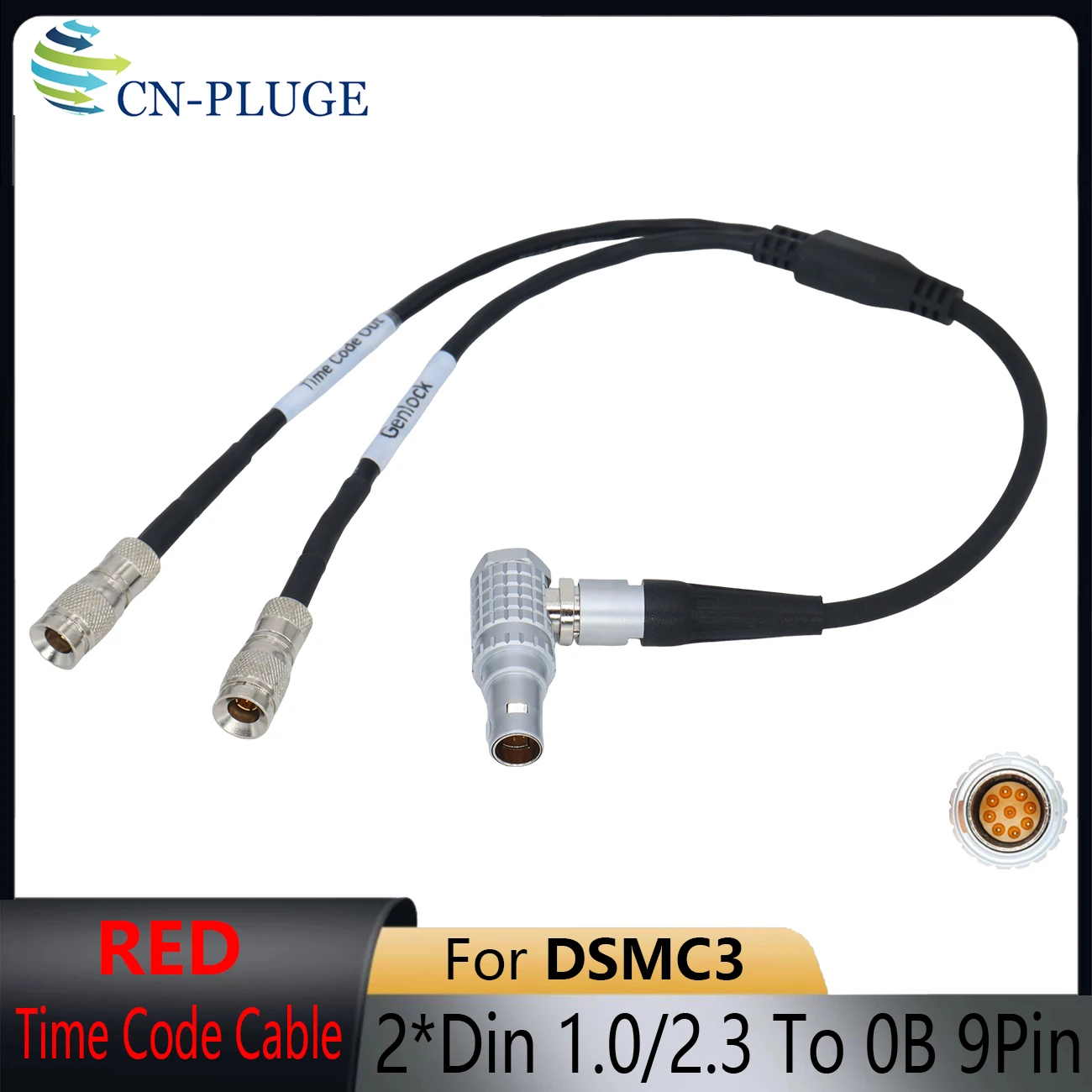 Time code and Genlock Cable For ATOMOS UltraSync ONE To Red KOMODO/V-Raptor Camera EXT 9pin To 2* Din 1.0/2.3 Time Code Cable